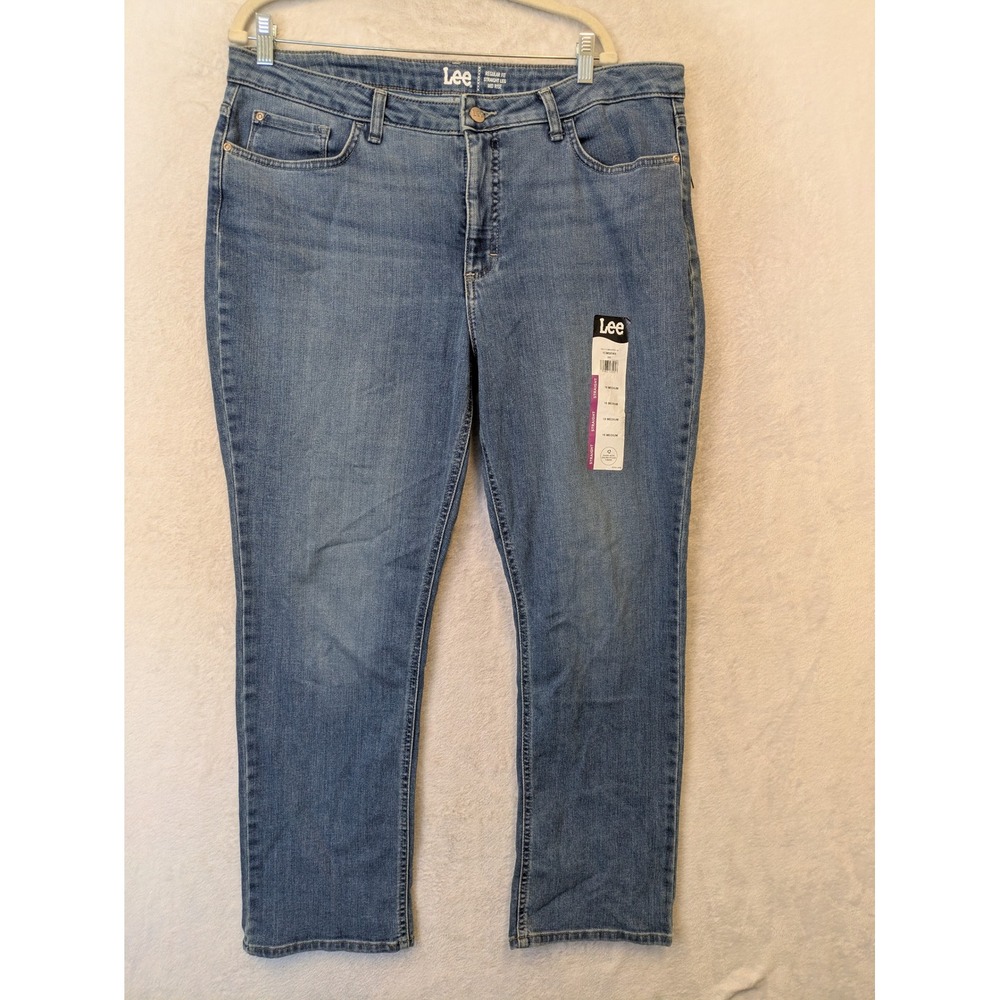 Lee Straight Leg Jeans Women's 18M Blue Regular Fit Mid‎ Rise 1CMSEW5